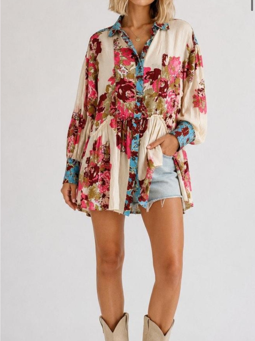Free People Brunch A Bunch Boho Tunic Shirt - NWT